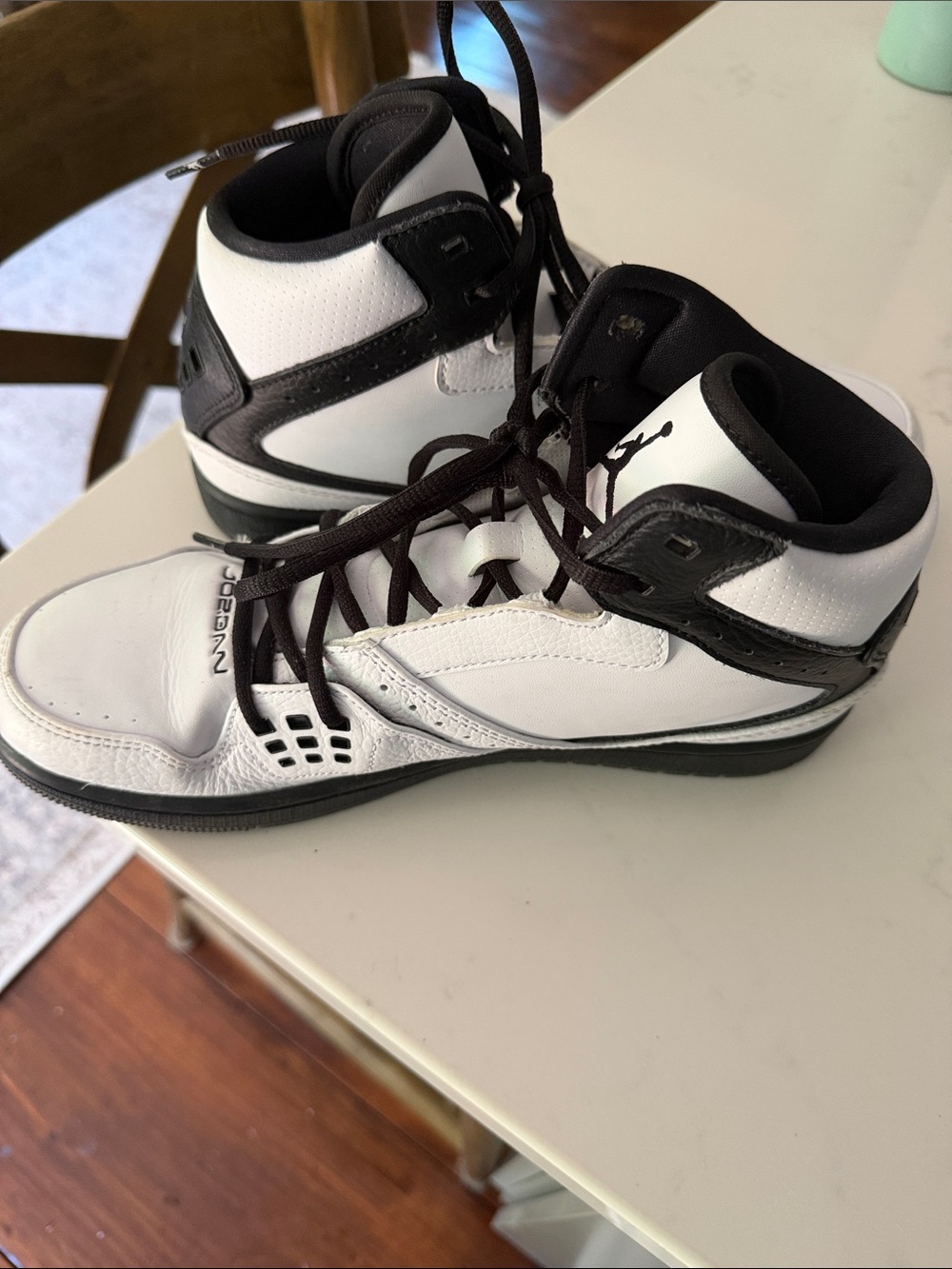 Jordan High-Top Sneakers in White & Black